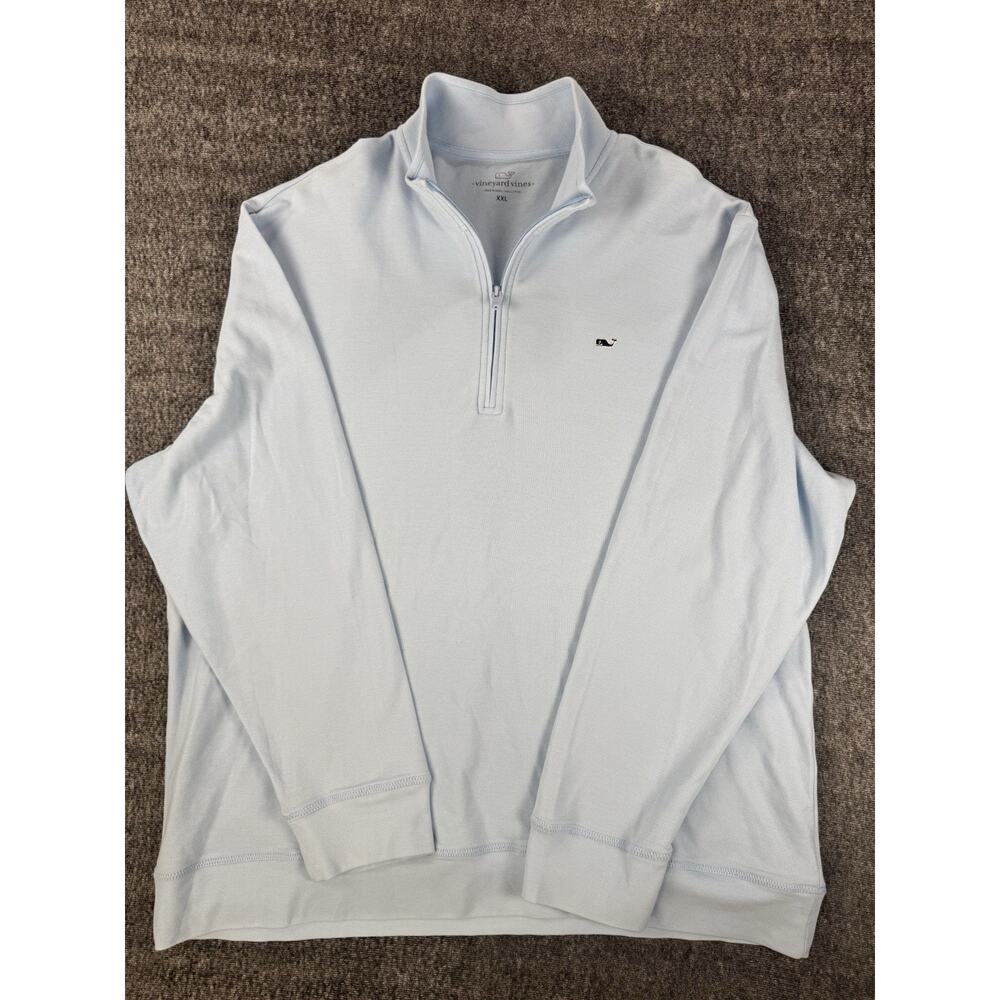 Mens Vinyard Vines Light Blue 1/4 Zip Pullover Shirt Size 2X